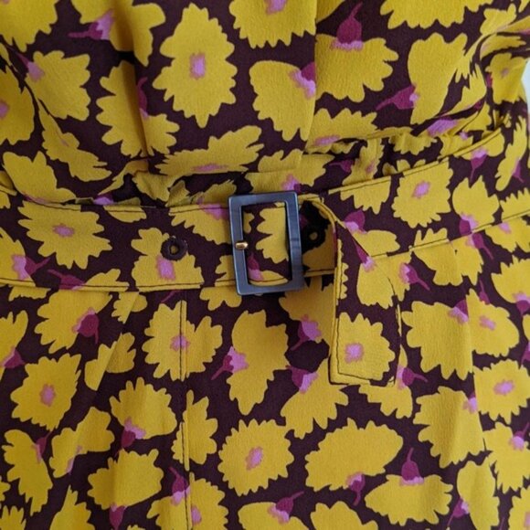 Kate Spade Sunny Bloom Yellow Floral Ruched-Front Shirt Dress – Size 4 - Picture 4 of 6